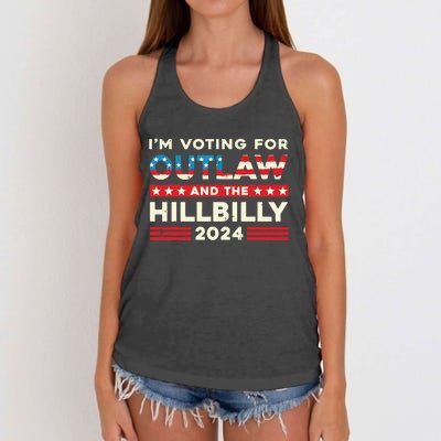 Felon And Hillbilly 24 Pro Trump 2024 Flag Funny Political Women's Knotted Racerback Tank