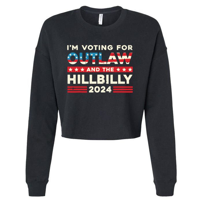 Felon And Hillbilly 24 Pro Trump 2024 Flag Funny Political Cropped Pullover Crew