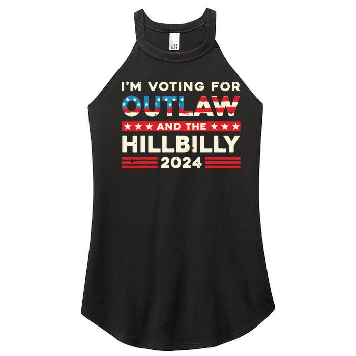 Felon And Hillbilly 24 Pro Trump 2024 Flag Funny Political Women's Perfect Tri Rocker Tank