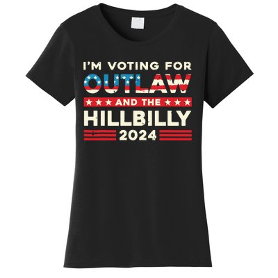 Felon And Hillbilly 24 Pro Trump 2024 Flag Funny Political Women's T-Shirt