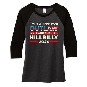 Felon And Hillbilly 24 Pro Trump 2024 Flag Funny Political Women's Tri-Blend 3/4-Sleeve Raglan Shirt