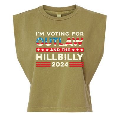 Felon And Hillbilly 24 Pro Trump 2024 Flag Funny Political Garment-Dyed Women's Muscle Tee