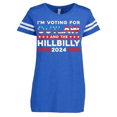 Felon And Hillbilly 24 Pro Trump 2024 Flag Funny Political Enza Ladies Jersey Football T-Shirt