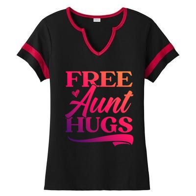 Free Aunt Hugs Auntie Best Aunt Ever Aunt To Be Funny Gift Ladies Halftime Notch Neck Tee