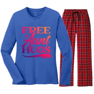 Free Aunt Hugs Auntie Best Aunt Ever Aunt To Be Funny Gift Women's Long Sleeve Flannel Pajama Set 