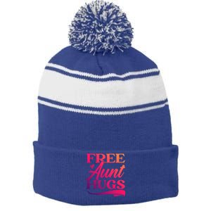 Free Aunt Hugs Auntie Best Aunt Ever Aunt To Be Funny Gift Stripe Pom Pom Beanie