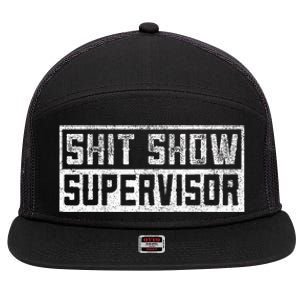 Funny Adult Humor Shit Show Supervisor Mom 7 Panel Mesh Trucker Snapback Hat