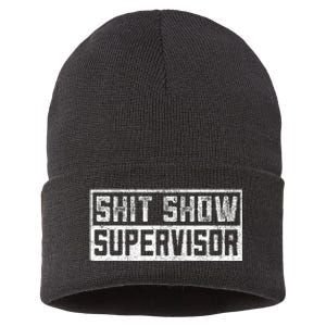 Funny Adult Humor Shit Show Supervisor Mom Sustainable Knit Beanie