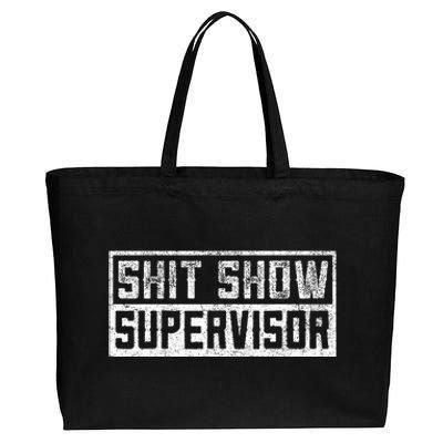 Funny Adult Humor Shit Show Supervisor Mom Cotton Canvas Jumbo Tote