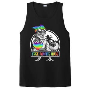 Free Auntie Hugs Auntie Saurus Dinosaur T Rex Rainbow Lgbt Funny Gift PosiCharge Competitor Tank