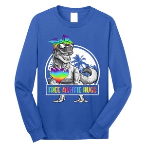 Free Auntie Hugs Auntie Saurus Dinosaur T Rex Rainbow Lgbt Funny Gift Long Sleeve Shirt