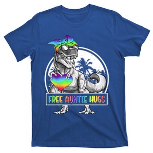 Free Auntie Hugs Auntie Saurus Dinosaur T Rex Rainbow Lgbt Funny Gift T-Shirt