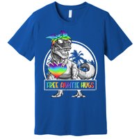 Free Auntie Hugs Auntie Saurus Dinosaur T Rex Rainbow Lgbt Funny Gift Premium T-Shirt