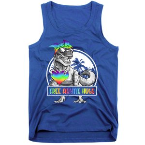 Free Auntie Hugs Auntie Saurus Dinosaur T Rex Rainbow Lgbt Funny Gift Tank Top