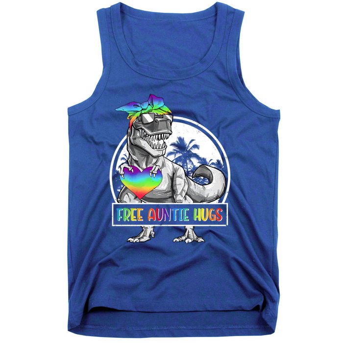 Free Auntie Hugs Auntie Saurus Dinosaur T Rex Rainbow Lgbt Funny Gift Tank Top