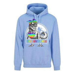 Free Auntie Hugs Auntie Saurus Dinosaur T Rex Rainbow Lgbt Funny Gift Unisex Surf Hoodie