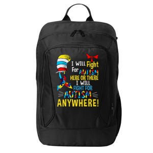 Fight Autism Here Or There Fight For Autism Anywhere Puzzle Autism Awareness City Backpack