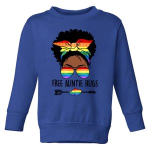 Free Auntie Hugs Messy Bun Lgbt Pride Month Black Gift Toddler Sweatshirt