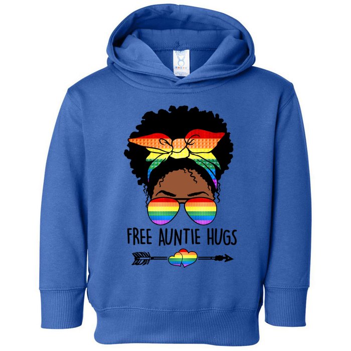 Free Auntie Hugs Messy Bun Lgbt Pride Month Black Gift Toddler Hoodie