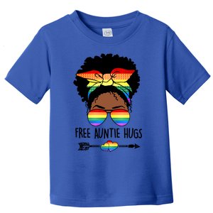 Free Auntie Hugs Messy Bun Lgbt Pride Month Black Gift Toddler T-Shirt