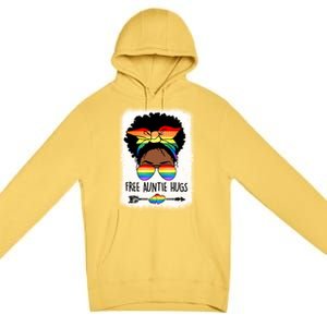 Free Auntie Hugs Messy Bun Lgbtq Pride Month Black Gift Premium Pullover Hoodie