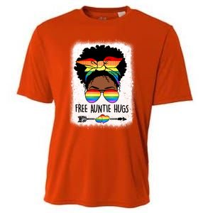 Free Auntie Hugs Messy Bun Lgbtq Pride Month Black Gift Cooling Performance Crew T-Shirt