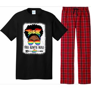 Free Auntie Hugs Messy Bun Lgbtq Pride Month Black Gift Pajama Set