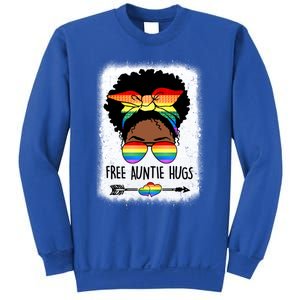 Free Auntie Hugs Messy Bun Lgbtq Pride Month Black Gift Sweatshirt