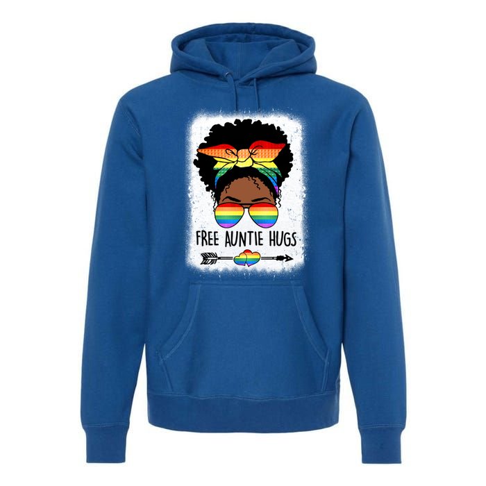 Free Auntie Hugs Messy Bun Lgbtq Pride Month Black Gift Premium Hoodie