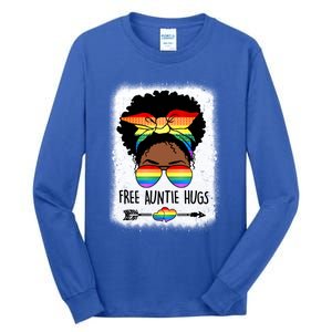 Free Auntie Hugs Messy Bun Lgbtq Pride Month Black Gift Tall Long Sleeve T-Shirt