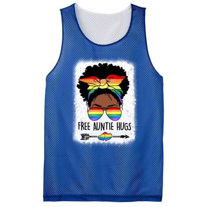 Free Auntie Hugs Messy Bun Lgbtq Pride Month Black Gift Mesh Reversible Basketball Jersey Tank