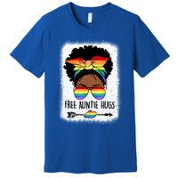 Free Auntie Hugs Messy Bun Lgbtq Pride Month Black Gift Premium T-Shirt