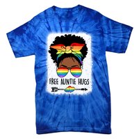 Free Auntie Hugs Messy Bun Lgbtq Pride Month Black Gift Tie-Dye T-Shirt