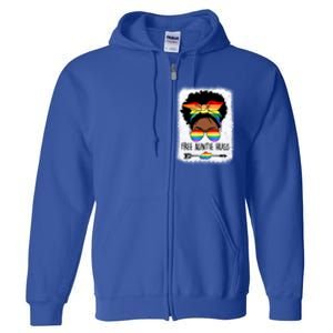 Free Auntie Hugs Messy Bun Lgbtq Pride Month Black Gift Full Zip Hoodie