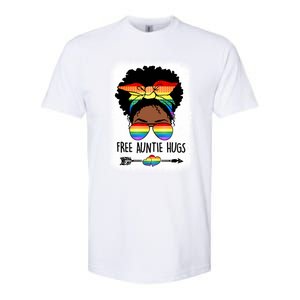 Free Auntie Hugs Messy Bun Lgbtq Pride Month Black Gift Softstyle CVC T-Shirt