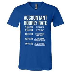 Funny Accountant Hourly Rate Accounting Cpa Humor Gift V-Neck T-Shirt