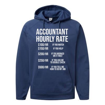 Funny Accountant Hourly Rate Accounting Cpa Humor Gift Performance Fleece Hoodie