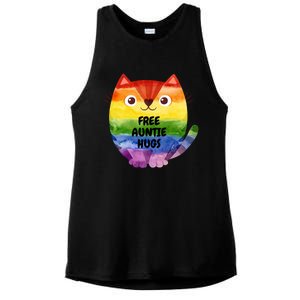 Free Auntie Hugs Pride Lgbtq Flag Cat Gift Ladies PosiCharge Tri-Blend Wicking Tank