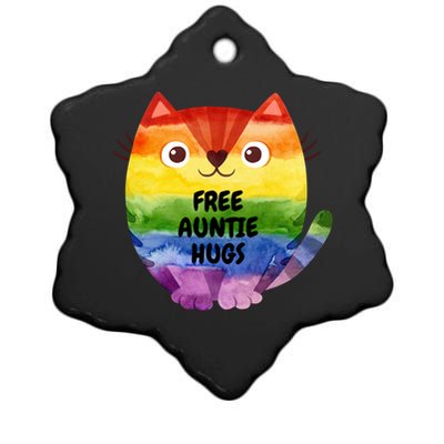 Free Auntie Hugs Pride Lgbtq Flag Cat Gift Ceramic Star Ornament