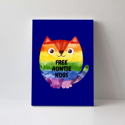 Free Auntie Hugs Pride Lgbtq Flag Cat Gift Canvas