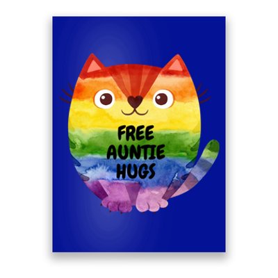 Free Auntie Hugs Pride Lgbtq Flag Cat Gift Poster