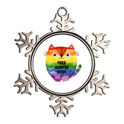 Free Auntie Hugs Pride Lgbtq Flag Cat Gift Metallic Star Ornament