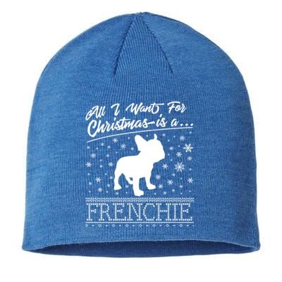 Frenchie All I Want For Christmas French Bulldog Great Gift Sustainable Beanie