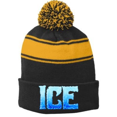 Fire And Ice Funny DIY Group Couples Halloween Costume Ice Stripe Pom Pom Beanie