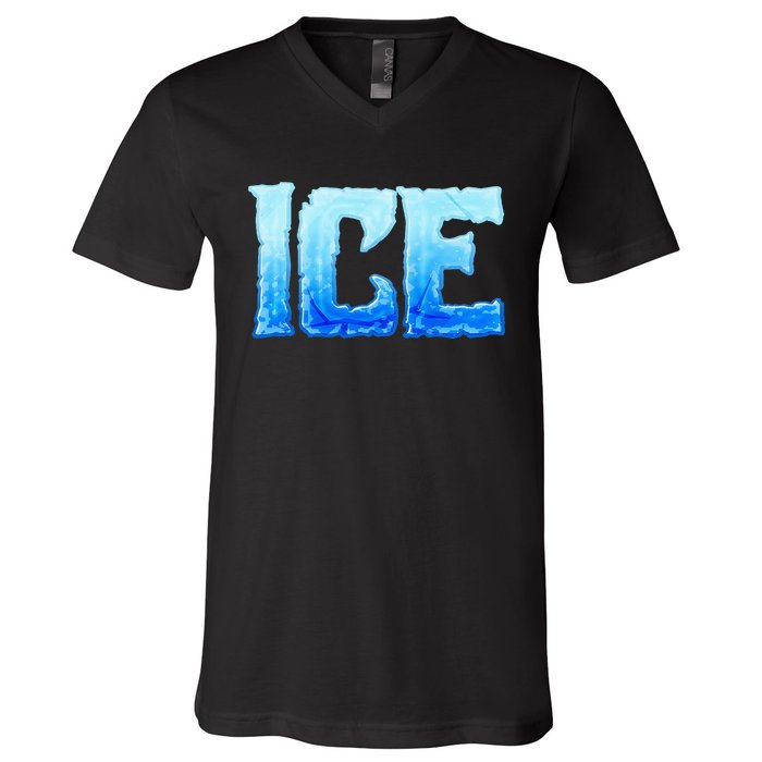 Fire And Ice Funny DIY Group Couples Halloween Costume Ice V-Neck T-Shirt