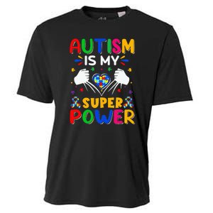 Funny Autism Is My Super Power Heart Puzzle Cooling Performance Crew T-Shirt