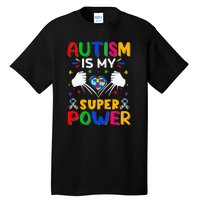 Funny Autism Is My Super Power Heart Puzzle Tall T-Shirt