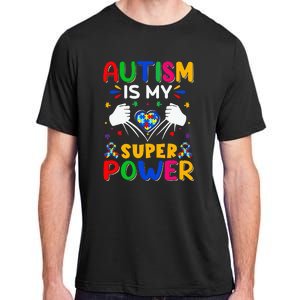 Funny Autism Is My Super Power Heart Puzzle Adult ChromaSoft Performance T-Shirt