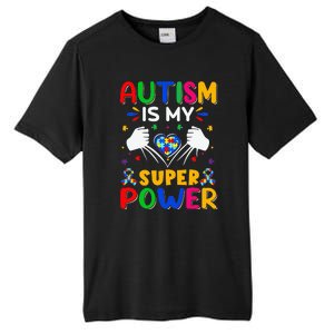 Funny Autism Is My Super Power Heart Puzzle Tall Fusion ChromaSoft Performance T-Shirt