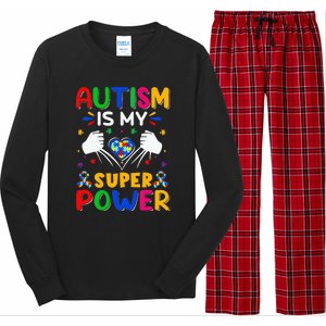 Funny Autism Is My Super Power Heart Puzzle Long Sleeve Pajama Set